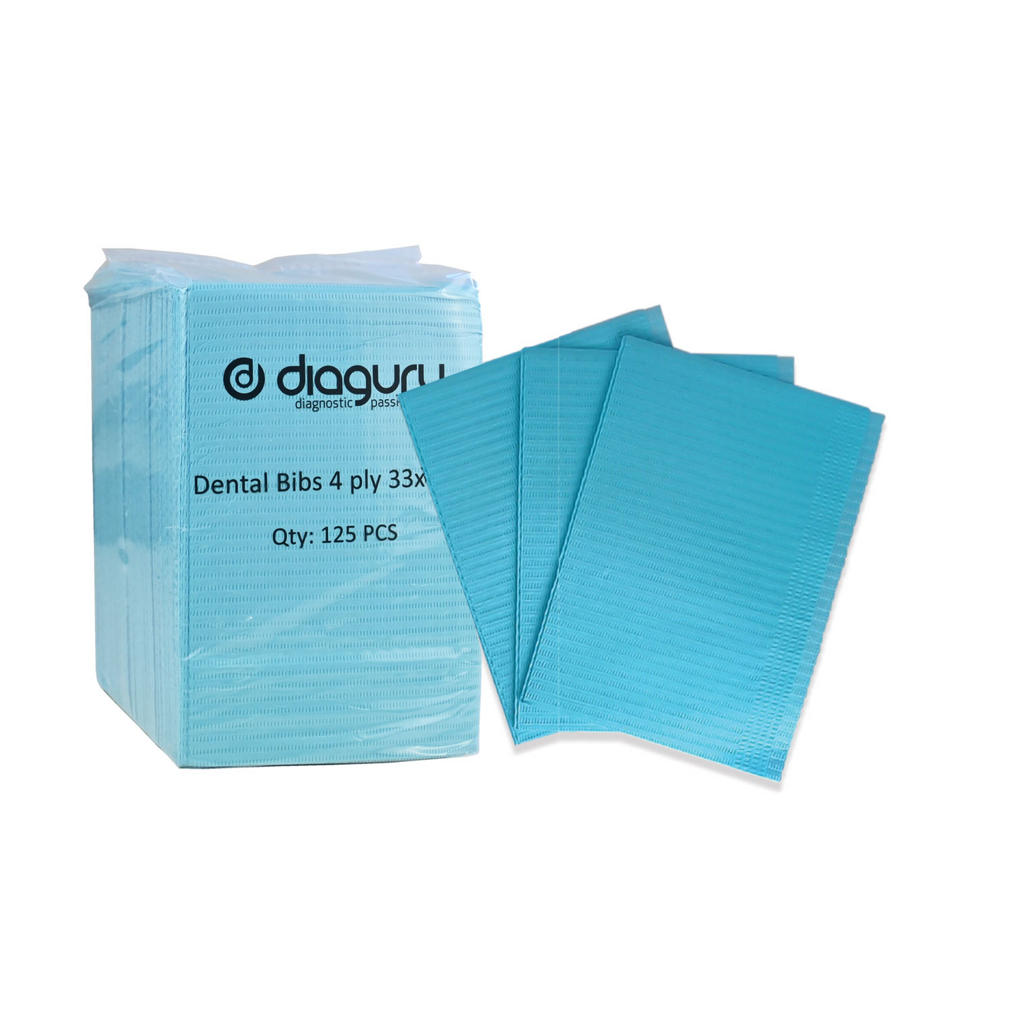 DiaGuru 4-Ply Dental Bibs | Blue | Pack/125