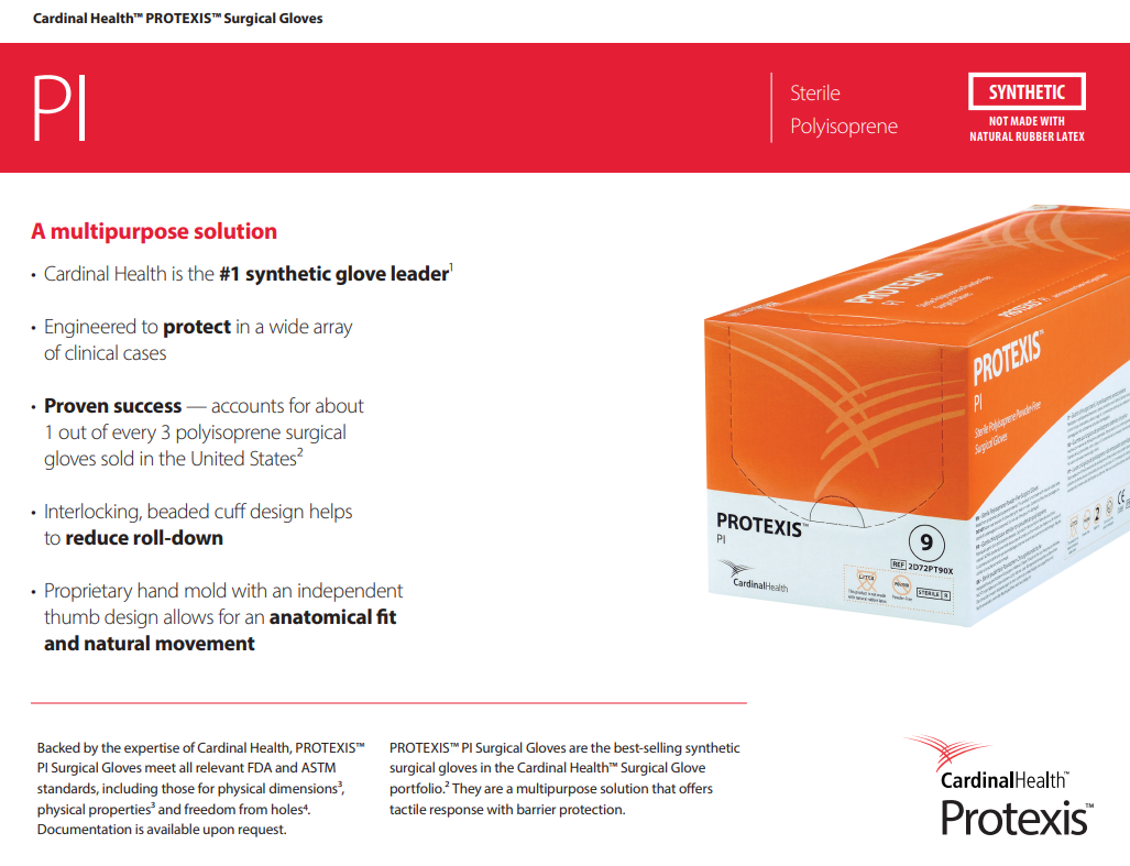 Protexis® PI Latex-Free Surgical Gloves | Polyisoprene | Box/50