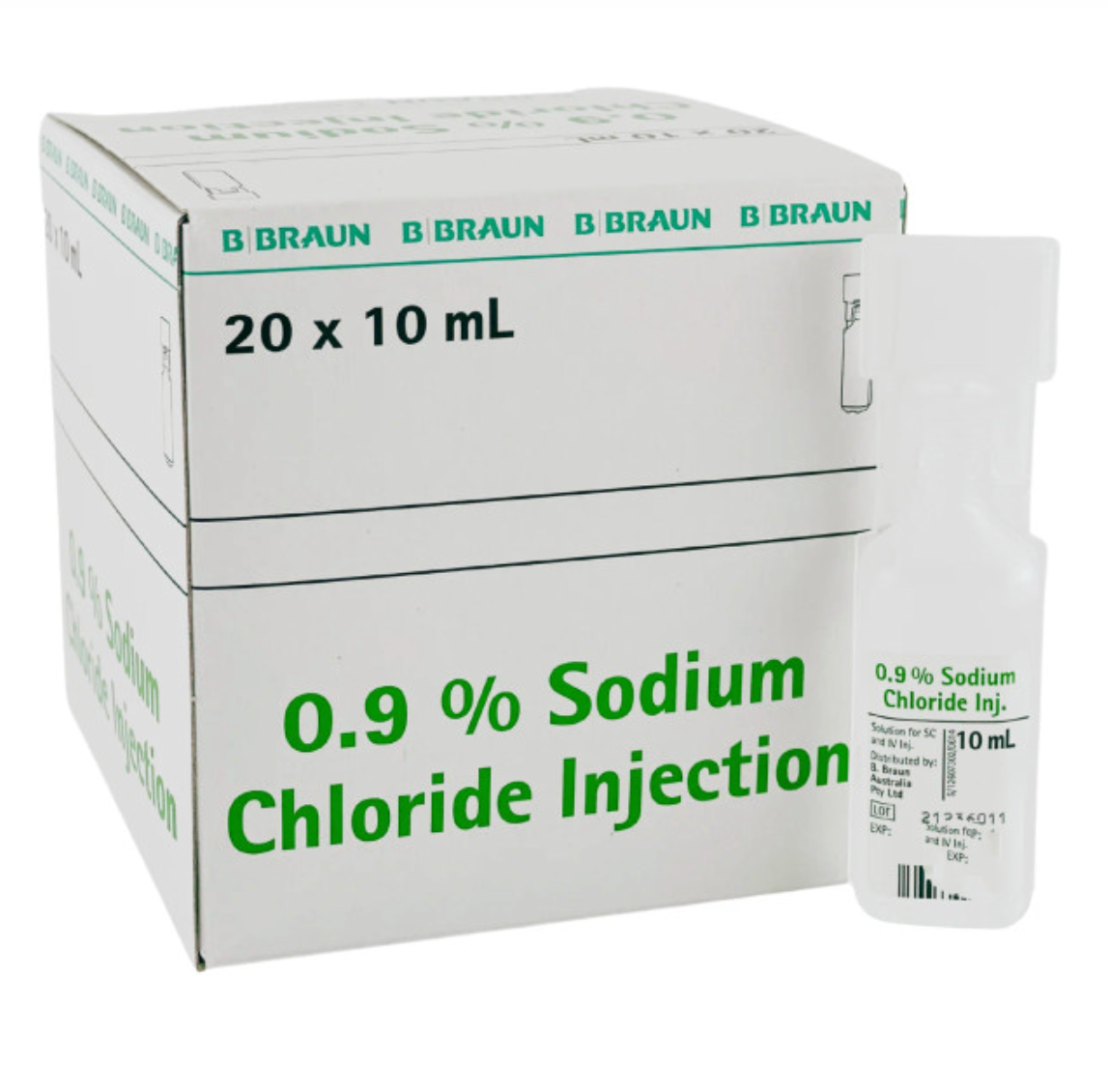 B Braun Sodium Chloride 10 mL for Injection; Box/20