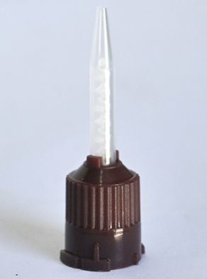 Short Mixing Tips; Brown w/ Clear Spiral; 38 mm Length; Pack/50