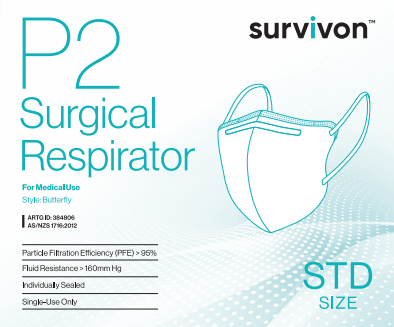 Survivon P2 Surgical Respirator | Australian Made | Box/40