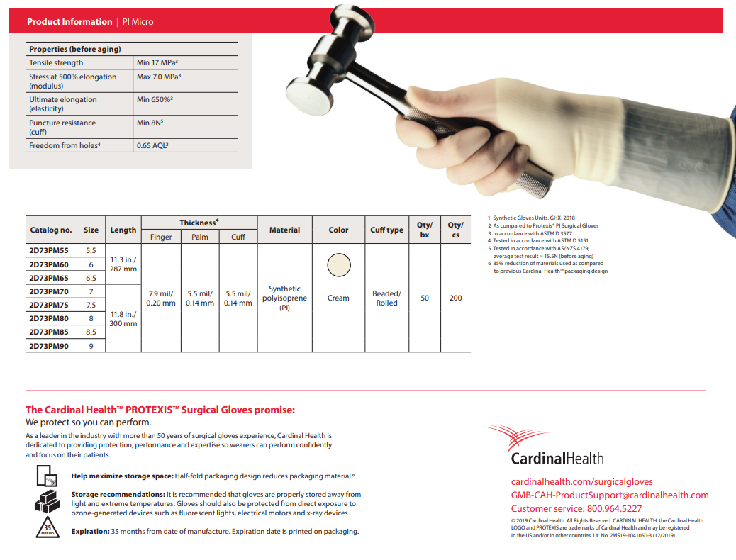 Protexis® Micro PI Latex-Free Surgical Gloves | Polyisoprene | Box/50