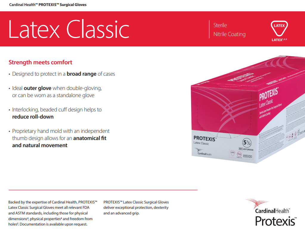 Protexis® Latex Classic Powder Free Surgical Gloves | Cream | Box/50