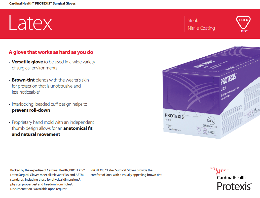 Protexis® Latex Powder Free Surgical Gloves | Light Brown | Box/50