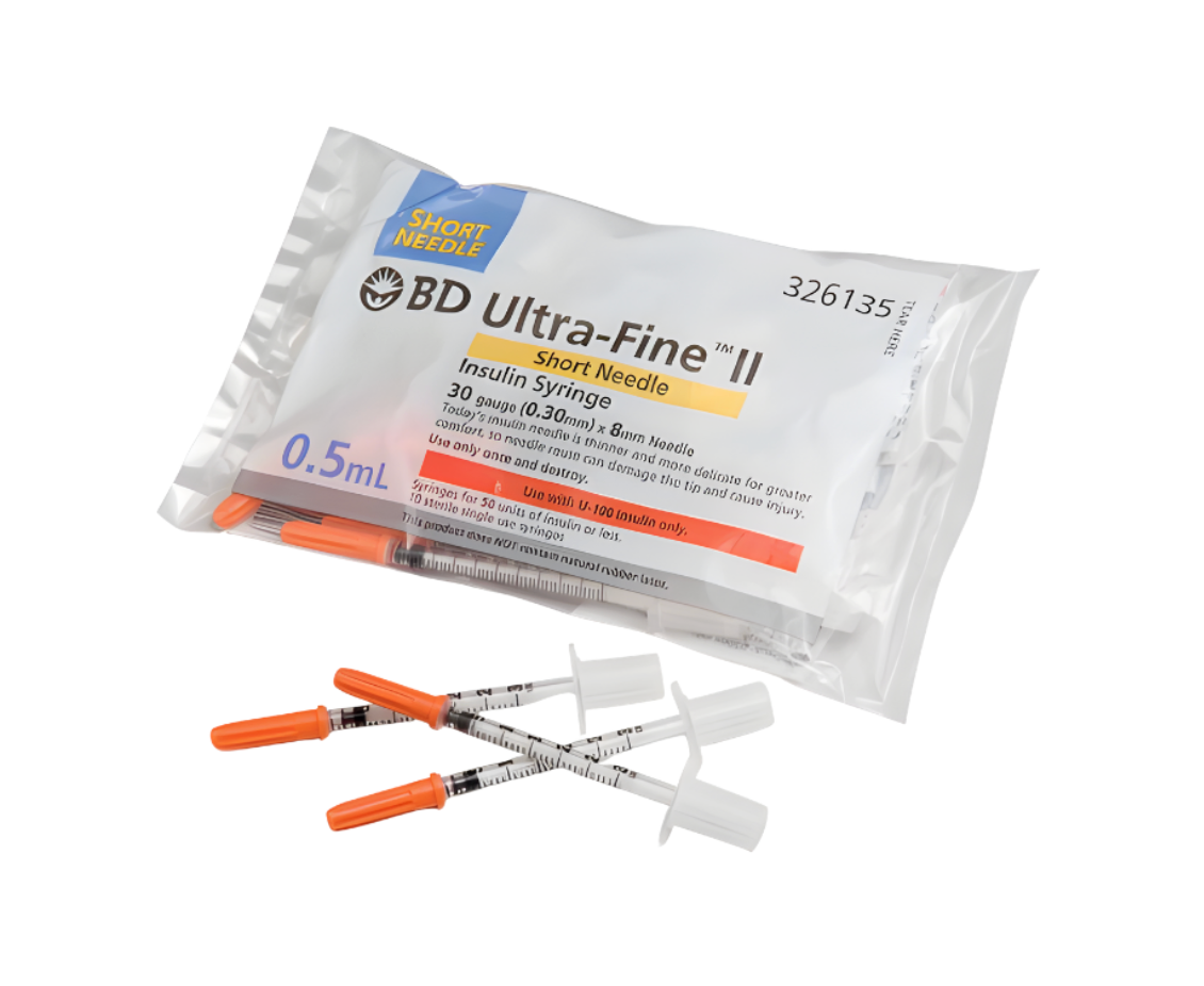 BD Ultra-Fine Insulin Syringe 0.5mL 30G x 8mm - Box/100