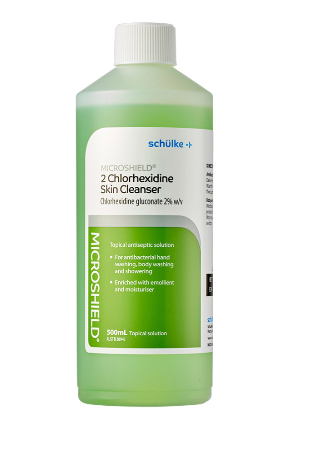Microshield 2 Skin Cleanser Green, Chlorhexidine and Tartarzine