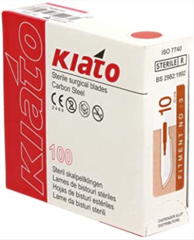 Kiato Carbon Steel Sterile Surgical Blade #20 Box/100
