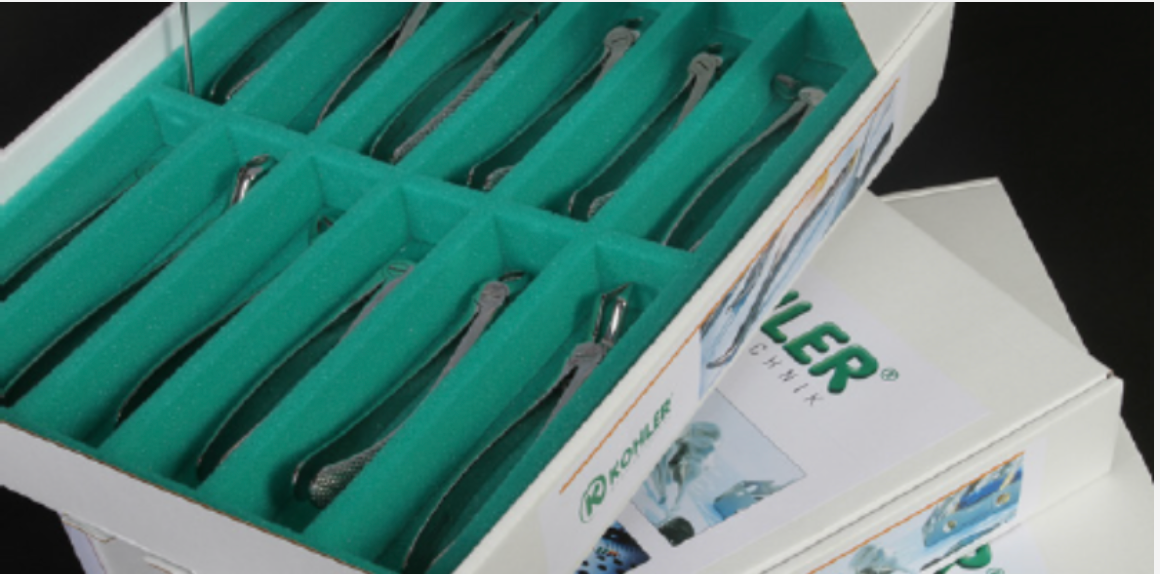 Set of extraction forceps, non-slip beaks, Medium, 12 extraction forceps