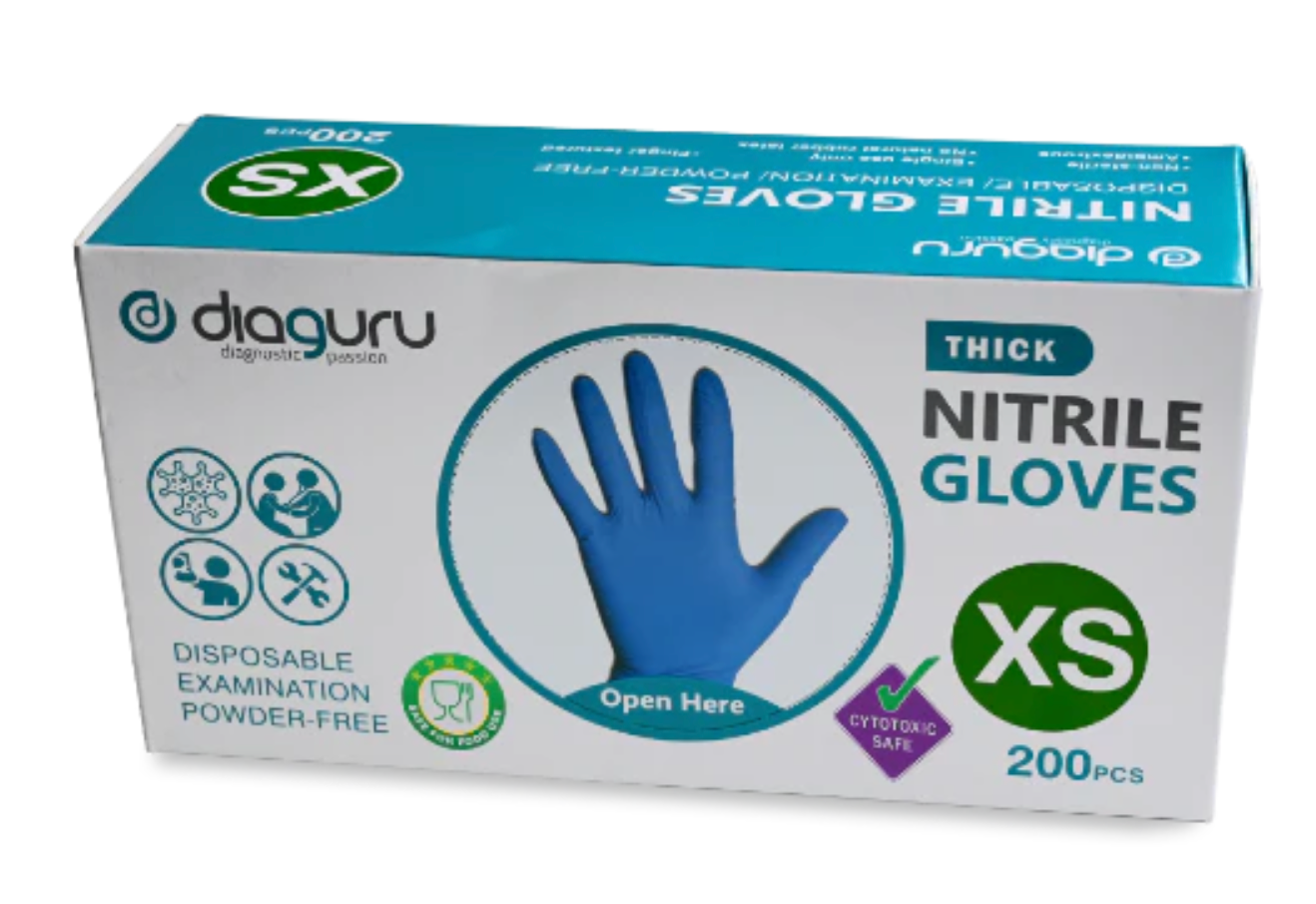 DiaGuru Nitrile Examination Gloves (Powder Free) - 200 pcs/box