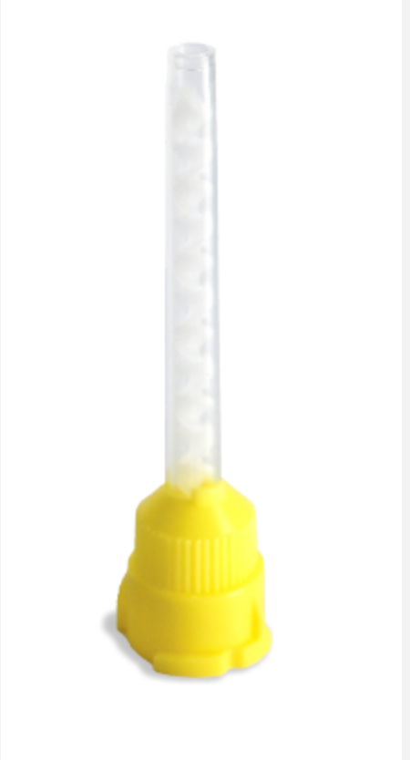 Mixing Tips; Yellow w/ Clear Spiral; 70 mm Length