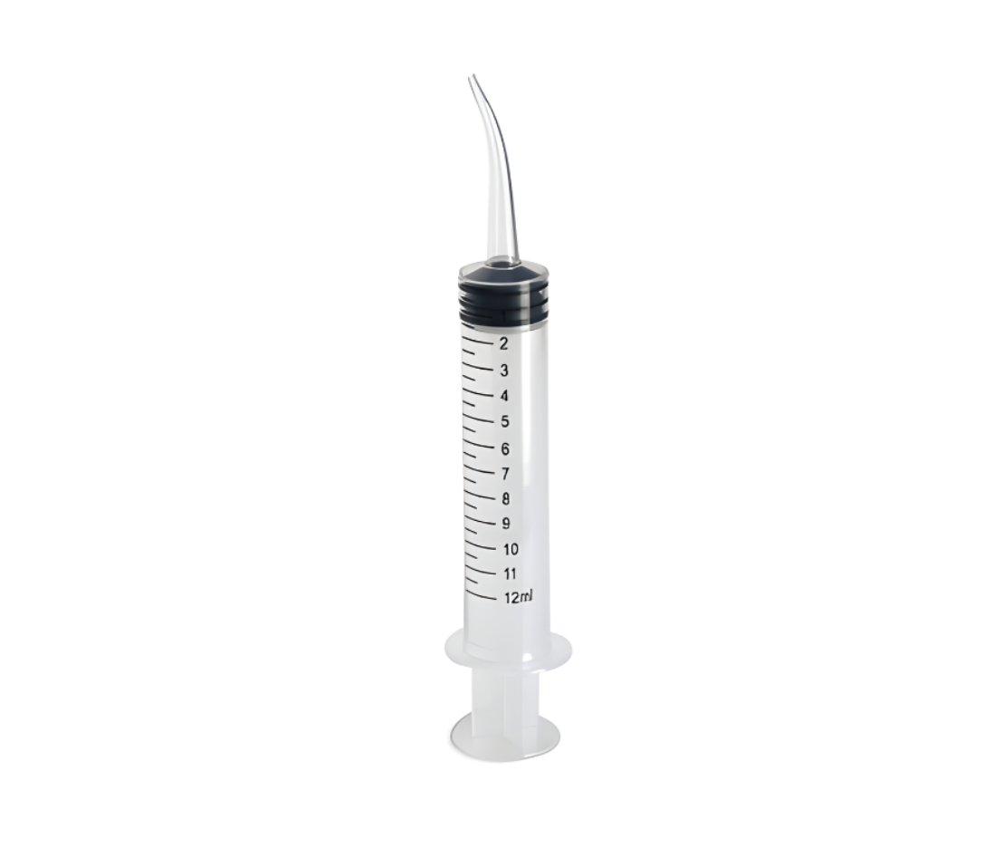 Disposable Curved Tip Irrigation Syringe w/ Graduation; 12 cc; Pack/50